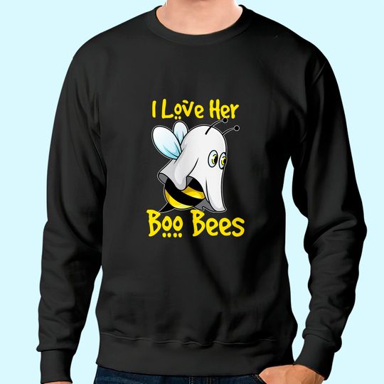 I Love Her Boo Bees Halloween Matching Couple Costume His Sweatshirt