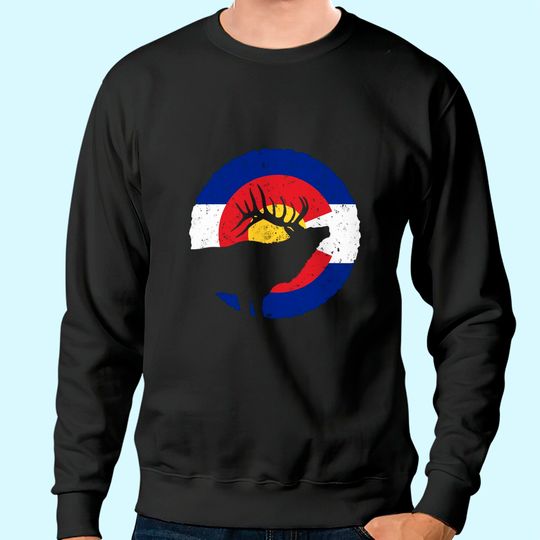 Colorado Elk Hunting Sweatshirt: CO State Flag Hunter Sweatshirt