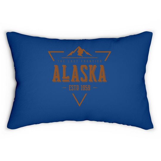 Vintage Denali Mountain Alaska The Last Frontier Logo Lumbar Pillow