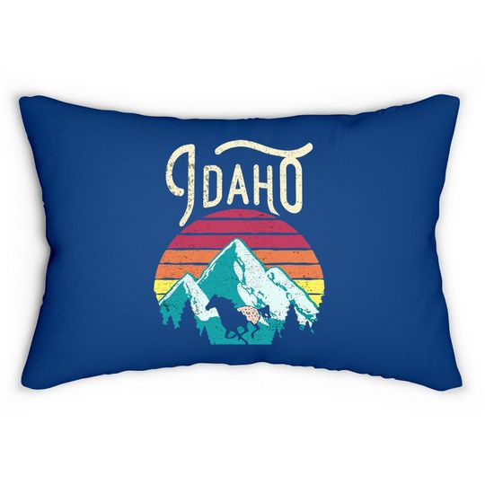 Retro Idaho Mountains Outdoor Wildlife Lumbar Pillow