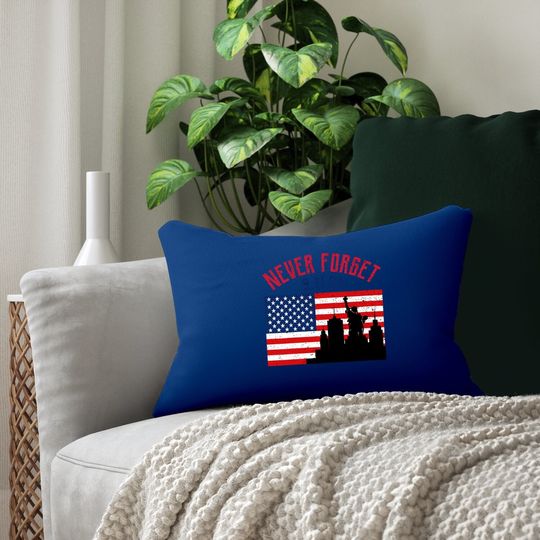 Never Forget Patriotic 911 American Flag Vintage Lumbar Pillow