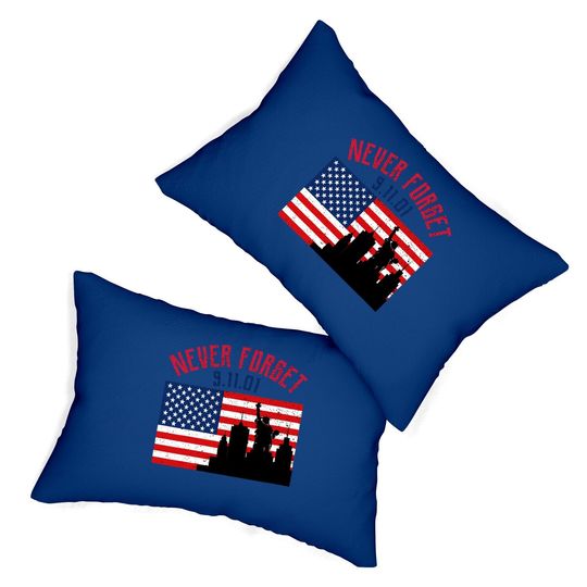 Never Forget Patriotic 911 American Flag Vintage Lumbar Pillow