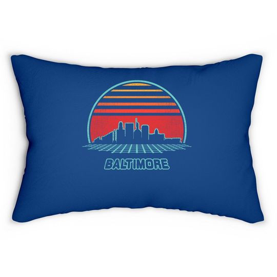 Baltimore City Skyline Retro 80s Style Souvenir Lumbar Pillow
