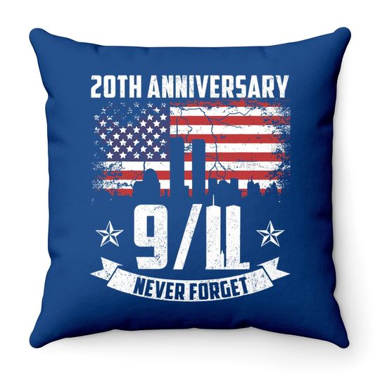 Patriot Day 2021 Never Forget 9-11 20th Anniversary Throw Pillow