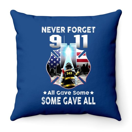 Never Forget 9-11-2001 20th Anniversary Throw Pillow