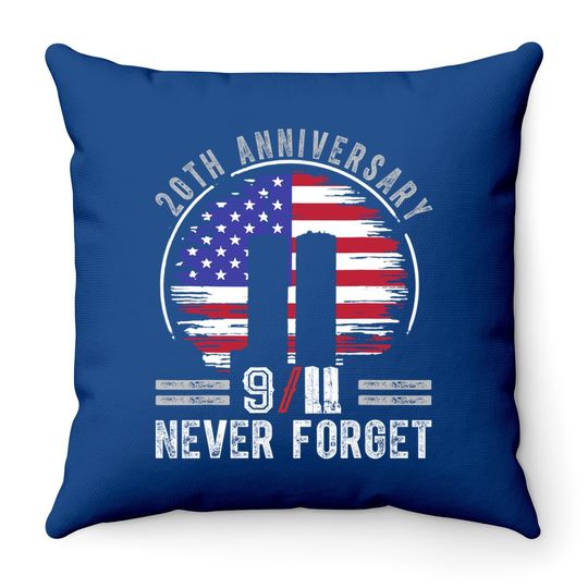Patriot Day 2021 Never Forget 9-11 20th Anniversary Throw Pillow