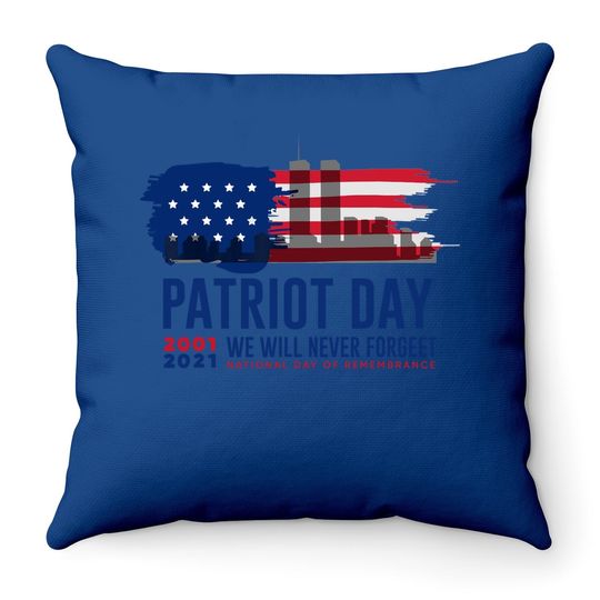 Patriot Day 20th Anniversary Never Forget Throw Pillow