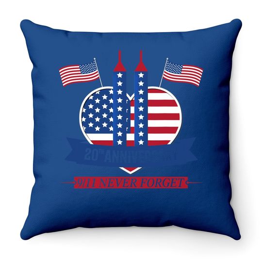 20th Anniversary Never Forget 911 Patriot Day 2021 Throw Pillow