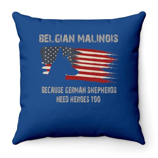 Belgian Malinois American Flag Throw Pillow