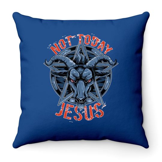 Satanic Baphomet - Not Today Jesus Throw Pillow