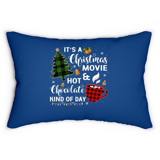 It's A Christmas Movie & Hot Chocolate Plaid Christmas Tree Lumbar Pillow