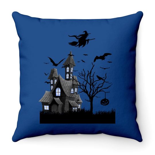 Haunted House Halloween Throw Pillow