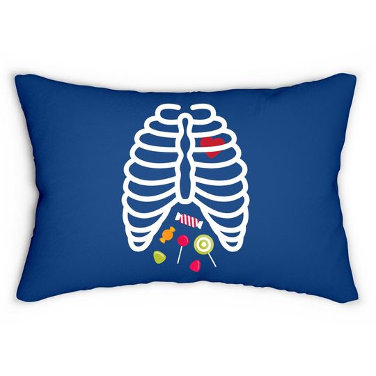 Skeleton Rib Cage Heart Candy Lumbar Pillow