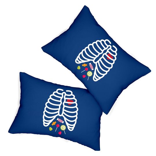 Skeleton Rib Cage Heart Candy Lumbar Pillow
