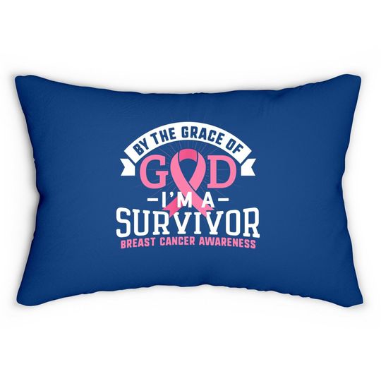 Breast Cancer Survivor Support Pink Ribbon Grace God Lumbar Pillow
