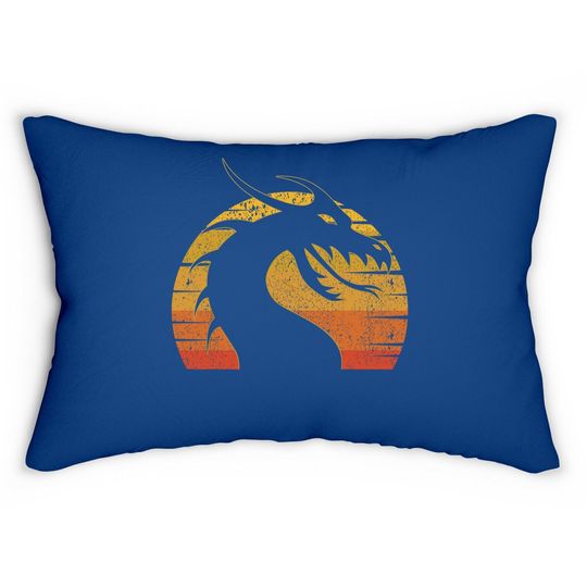Retro Vintage Sunset Dragon Lumbar Pillow