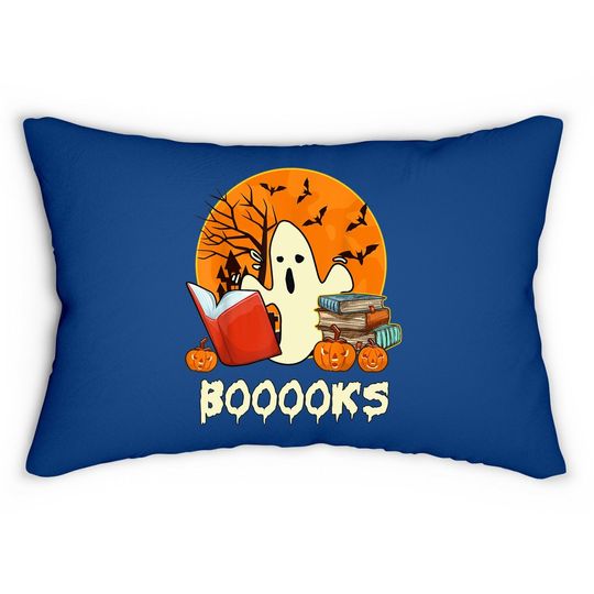 Books Moon Ghost Halloween Bookworm Librarian Teacher Book Lumbar Pillow
