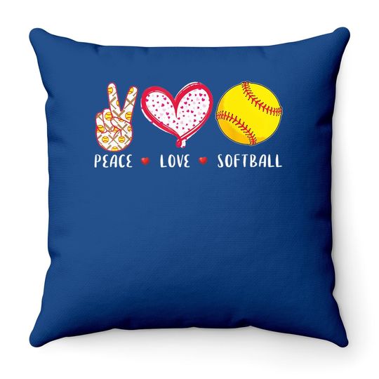 Peace Love Softball Throw Pillow