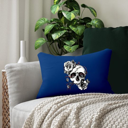 Skull And Roses Premium Lumbar Pillow