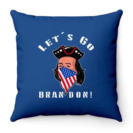 Let's Go Brandon Patriot With Mask Us Flag Throw Pillow