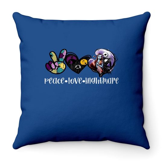 Peace Love Night Mare Throw Pillow