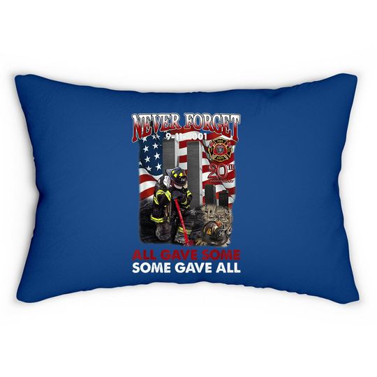 Never Forget 9-11-2001 20th Anniversary Funny Firefighters Lumbar Pillow