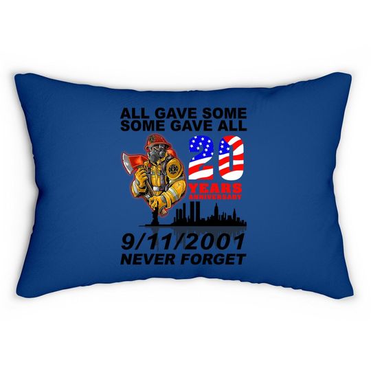 Never Forget 9-11-2001 20th Anniversary Firefighters Lumbar Pillow