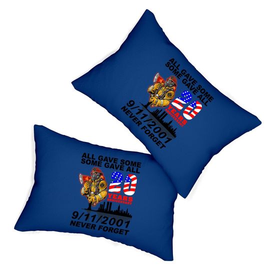 Never Forget 9-11-2001 20th Anniversary Firefighters Lumbar Pillow