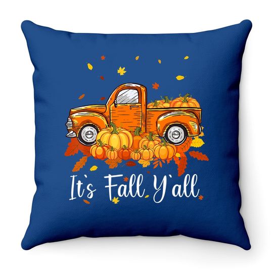 It's Fall Y'all Pumpkin Truck Autumn Tree Hello Fall Throw Pillow