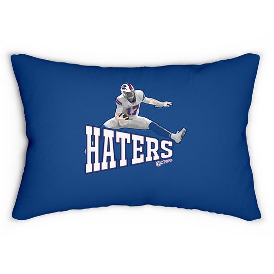 Josh Allen Jumping Over The Haters Lumbar Pillow