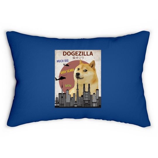 Dogezilla Funny Meme Shiba Inu Dog Lumbar Pillow