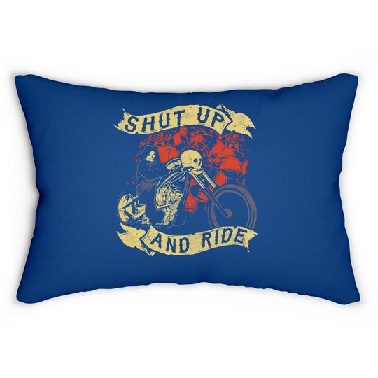 Shut Up Ride Skull Motorcycle Biker Halloween Lumbar Pillow