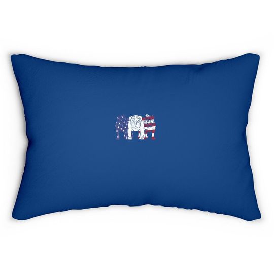 Unique English Bulldog Dog American Flag Lumbar Pillow