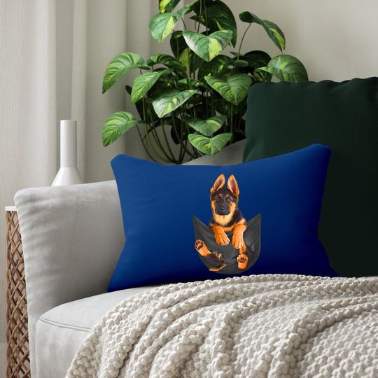 Pocket German Shepherd Puppy! Dog Lumbar Pillow