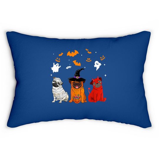 Halloween Pug Dogs Lovers Mummy Witch Demon Costumes Lumbar Pillow