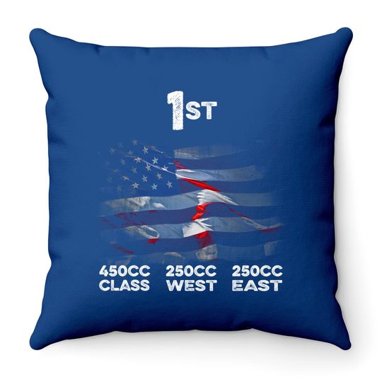 1st 450cc Class 250cc West  250cc East Motocross Throw Pillow