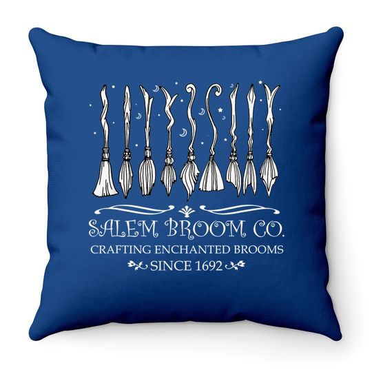 Salem Broom Company For A Halloween Fan Throw Pillow