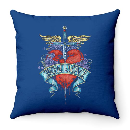 Bon Jovi Heart Black Adult Throw Pillow Throw Pillow