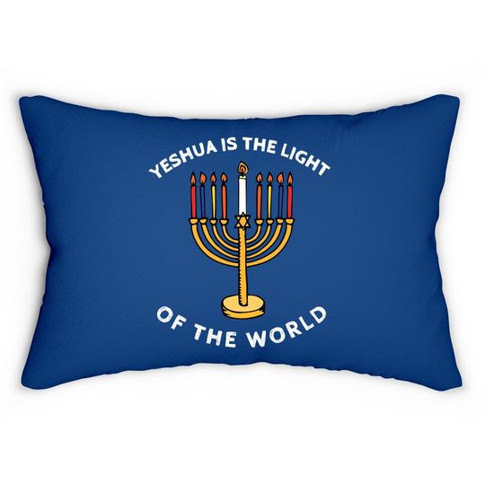 Yeshua Is The Light Of The World Hanukkah Menorah Candles Lumbar Pillow