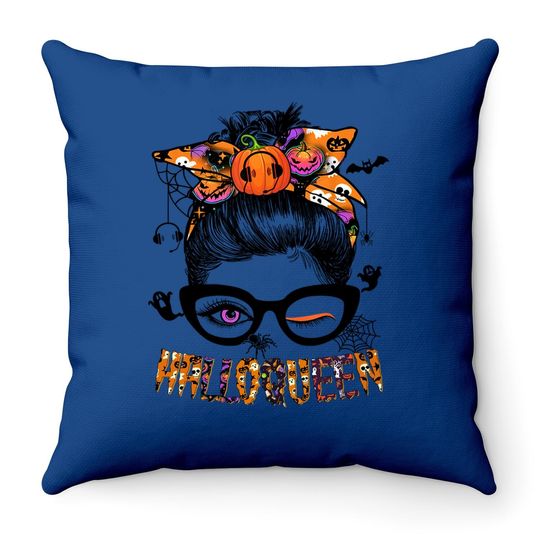 Dispatcher Messy Bun Hair Halloqueen Costume Throw Pillow