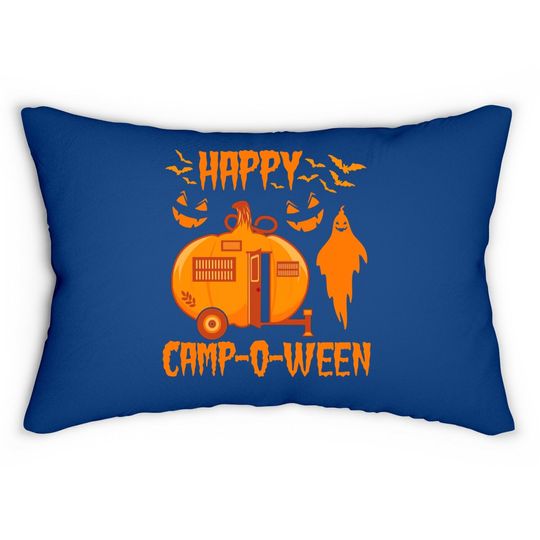 Happy Camp-o-ween Funny Camping Halloween Pumpkin Boo Gift Lumbar Pillow