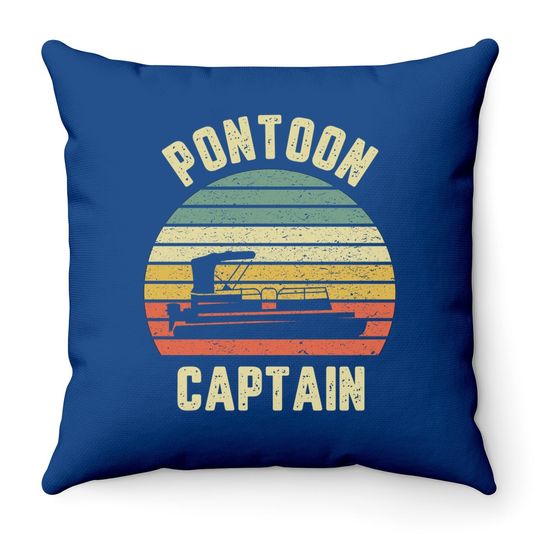 Vintage Pontoon Captain Pontoon Boat Throw Pillow