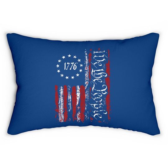 Vintage Old American Flag Patriotic 1776 We The People Usa Lumbar Pillow