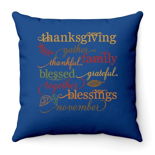 Thankful Blessings Thanksgiving Family Throw Pillow