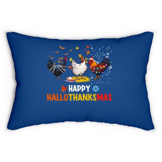 Chicken Halloween Happy Hallothanksmas Autumn Thanksgiving Lumbar Pillow