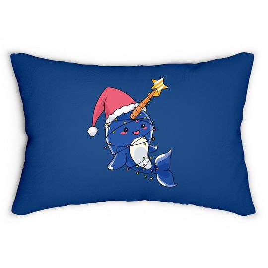 Narwhal Christmas Lumbar Pillow