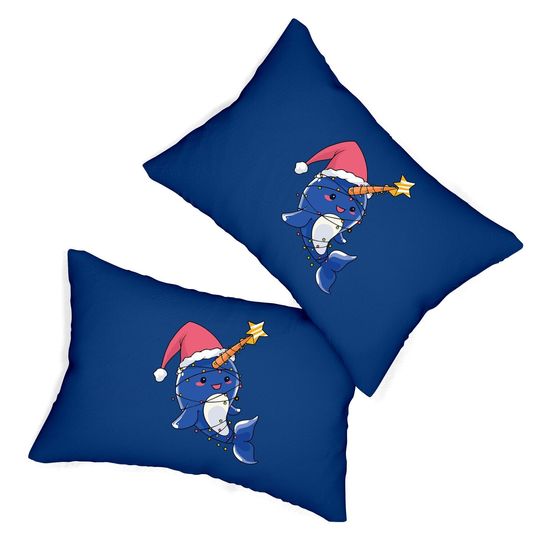 Narwhal Christmas Lumbar Pillow