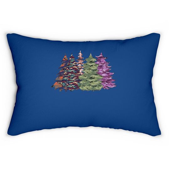 Camouflage Christmas Trees Lumbar Pillow