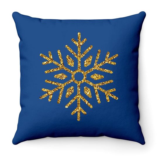 Gold Snowflakes Throw Pillow