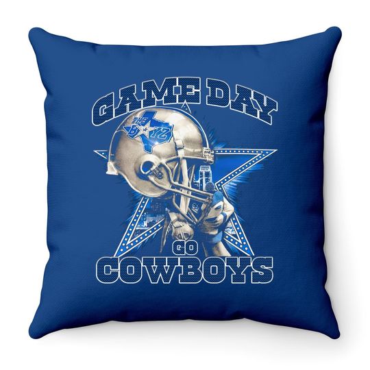 Game Day Go Cowboys Throw Pillow